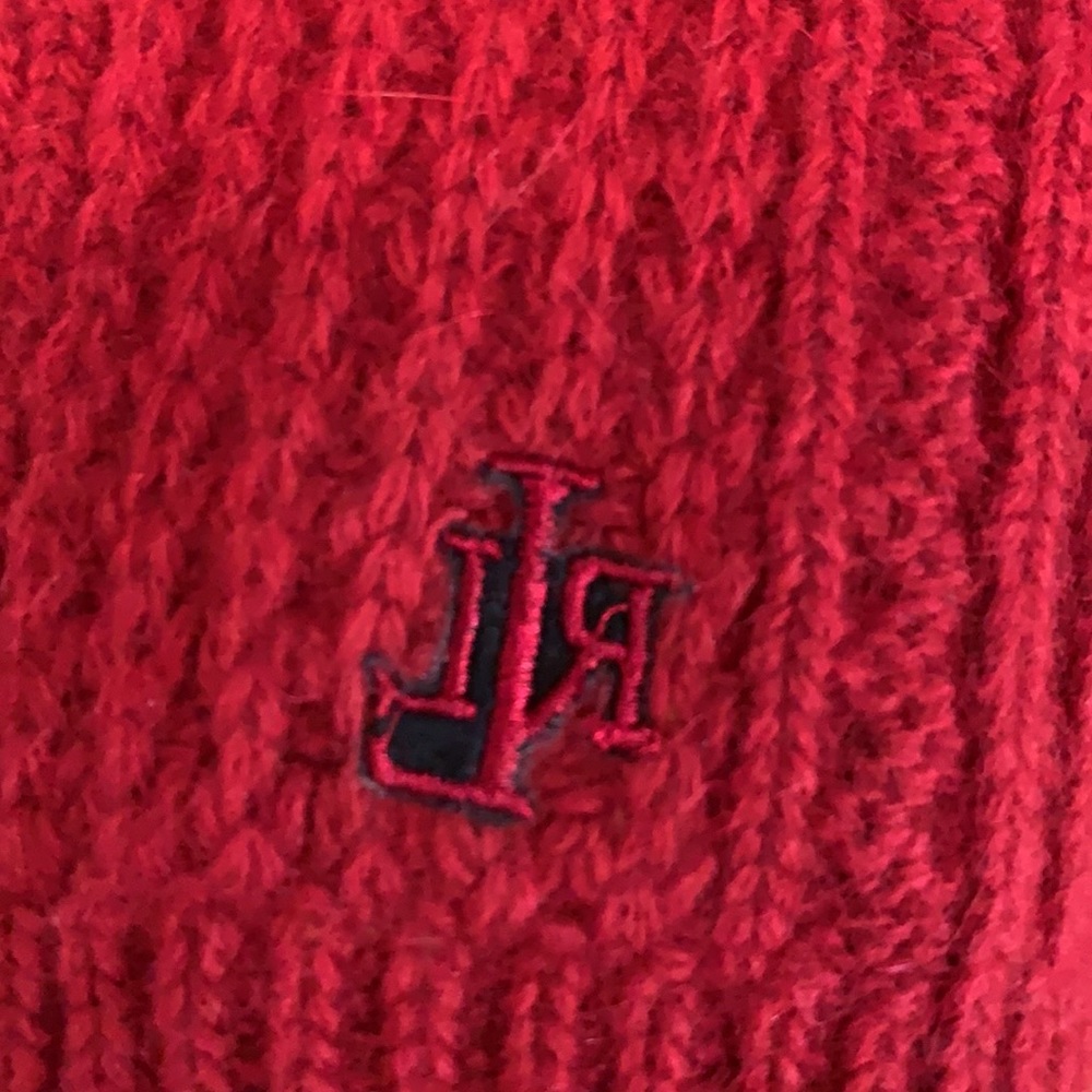 Lauren Ralph Lauren red angora lambswool cable knit scarf women 62” x 9” EUC - Picture 4 of 6